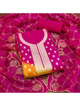 Zeepkart - Rani Organza Embroidered Unstitched Dress Material (Set of 3)