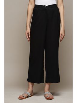 Biba - Black Cotton Relaxed Pant