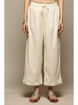 Biba - Off White Rayon Relaxed Palazzo