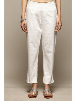 Biba - Off White Cotton Relaxed Pant
