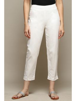 Biba - Off White Cotton Blend Narrow Pant