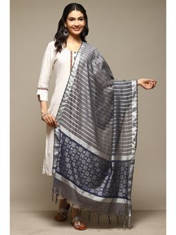 Biba - Navy Cotton Blend Yarndyed Dupatta
