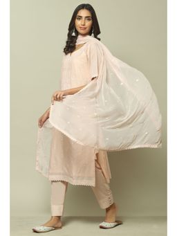 Biba - Pink Cotton Machine Embroidered Unstitched Suit (Set of 3)