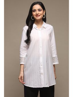 Biba - White Cotton Embroidered Shirt