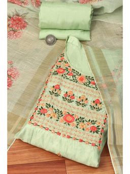 Biba - Light Green Chanderi Woven Unstitched Suit (Set of 3)