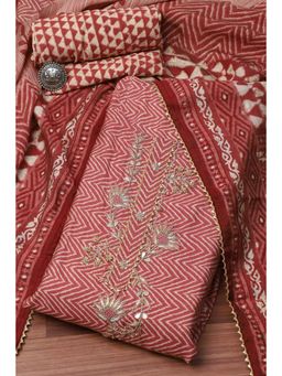 Biba - Pink Muslin Digital Print Unstitched Suit (Set of 3)