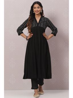 Biba - Black Cotton Gathered 2 Piece (Set of 2)