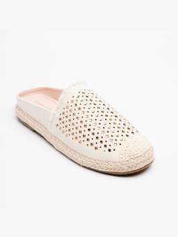 FOREVER SHOE BAZAR - Beige Azure Weave Resort Mules