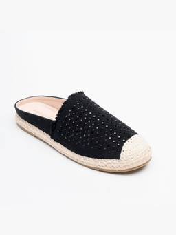 FOREVER SHOE BAZAR - Black Azure Weave Resort Mules
