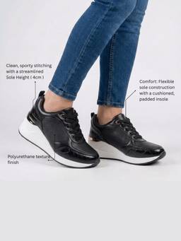 FOREVER SHOE BAZAR - GlossGrid Black Sneakers