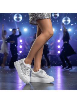 FOREVER SHOE BAZAR - Pearl White Sneakers