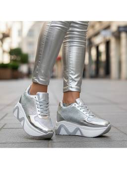FOREVER SHOE BAZAR - Rock Silver Sneakers