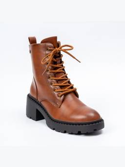 FOREVER SHOE BAZAR - Always Ready Camel Brown Lace-Up Boots