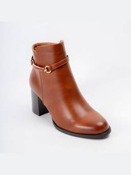 FOREVER SHOE BAZAR - Diva Dazzle Camel Brown Ankle Boots