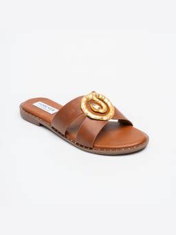 FOREVER SHOE BAZAR - Tan Aurelia Luxe Slides Flats