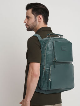 Teakwood - Unisex Teal Solid Leather Backpack