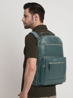 Teakwood - Unisex Teal Solid Leather Backpack
