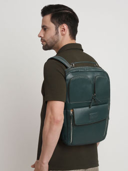Teakwood - Unisex Leather Solid Green Backpack