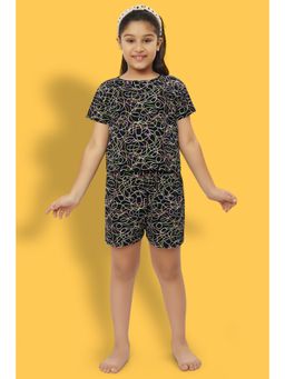 Ninos Dreams - Cotton Knit Half Sleeves Zig Zag Print Night Suit- Multicolor (Set of 2)