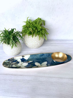 Faaya Gifting - Metal Oval Platter With Dip Bowl - Ceylon Dusk