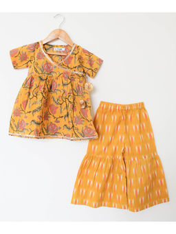Woonie - Angrakha Style Sharara - Yellow (Set of 2)