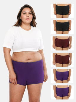 Adira - Multi-Color Brzee Plus Size Boyshorts (Pack of 6)