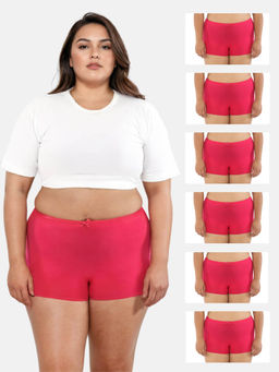Adira - Pink Brzee Plus Size Boyshorts (Pack of 6)