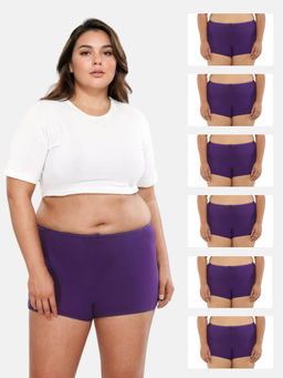 Adira - Purple Brzee Plus Size Boyshorts (Pack of 6)
