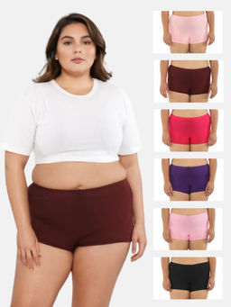 Adira - Multi-Color Brzee Plus Size Boyshorts (Pack of 6)