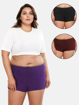 Adira - Multi-Color Brzee Plus Size Boyshorts (Pack of 3)
