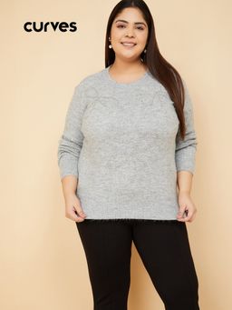 max - Women Grey Acrylic Sweater