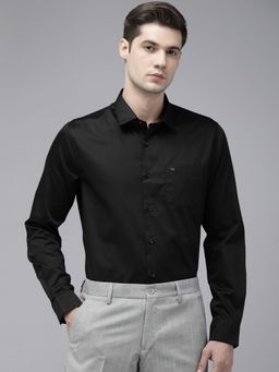 The Bear House - Ardor Edition Men Black Solid Slim Fit Egyptian Giza Cotton Formal Shirt