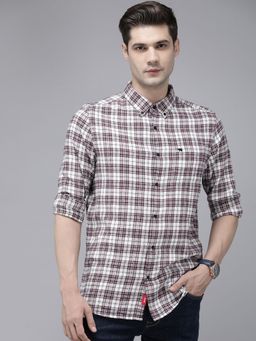 The Bear House - Men Multi-Color Checked Slim Fit Flannel Cotton Casual Shirt