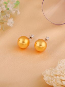 Estele - Gold Plated Glowing Pearl Stud Earrings for Women