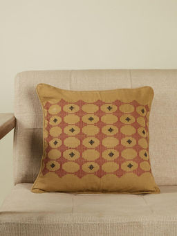 Fabindia - Beige Chattai Cotton Hand Woven Cushion Cover (16x16 inches)