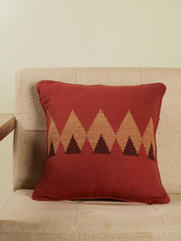 Fabindia - Rust Chattai Cotton Hand Woven Cushion Cover (16x16 inches)