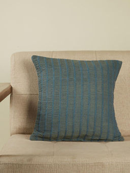 Fabindia - Teal Earth Files Cotton Cushion Cover (16x16 inches)