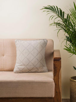 Fabindia - Grey Earth Files Cotton Woven Cushion Cover (16x16 inches)
