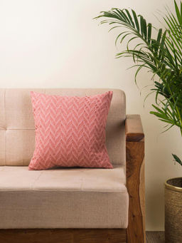 Fabindia - Peach Cotton Woven Cushion Cover (16x16 inches)