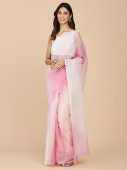 Fabindia - Pink Cotton Silk Tie and Dye Sari without Blouse