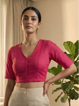 Yash Gallery - Pink Lycra Plain Blouse