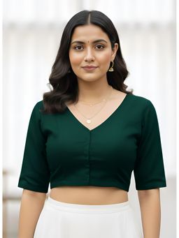 Yash Gallery - Green Lycra Plain Blouse
