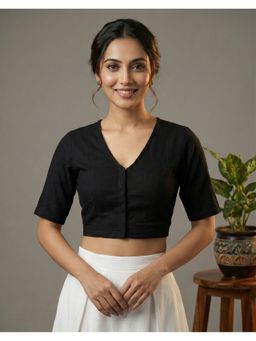 Yash Gallery - Black Lycra Plain Blouse