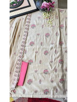 Paisley - Pink Mul Chanderi Embroidered Unstitched Kurta and Pant with Dupatta