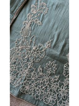 Paisley - Grey Mul Chanderi Embroidered Unstitched Kurta and Pant with Dupatta