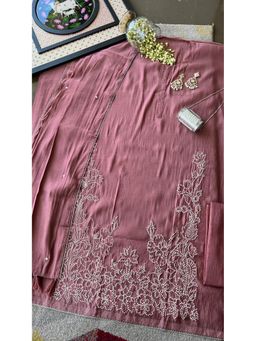 Paisley - Womens Pink Mul Chanderi Embroidered Unstitched Kurta and Pant with Dupatta