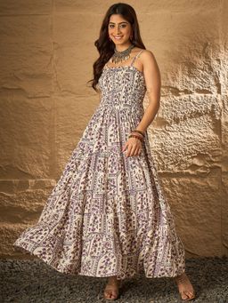 InWeave - Women Mauve Ethnic Sleeveless Maxi Dress