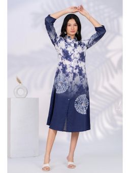 Zolo Label - Women Multi-Color Printed Collar Neck Midi Dress