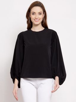 Ayrolane - Black Blouson Sleeve Top