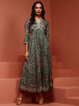 Imara - Mint Printed Gathered Dress